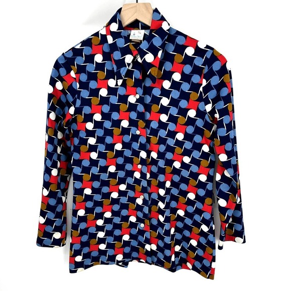 VINTAGE Hilton Head Sportswear 70s Music Note Blouse 11/12 - Picture 1 of 9